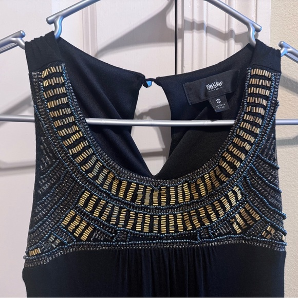 Mossimo Black Beaded Neckline Sleeveless Maxi Dress Lined Round Neck Sz S - Picture 2 of 8